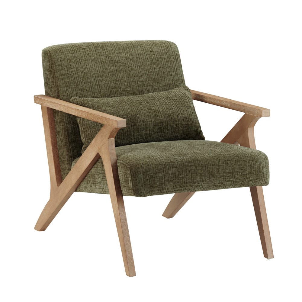 Crestview Collection - Green Upholstered Accent Arm Chair with Brown Wooden Frame - CVFVR8563 view 1