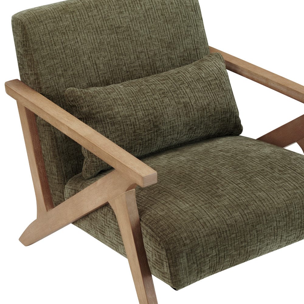 Crestview Collection - Green Upholstered Accent Arm Chair with Brown Wooden Frame - CVFVR8563 view 2