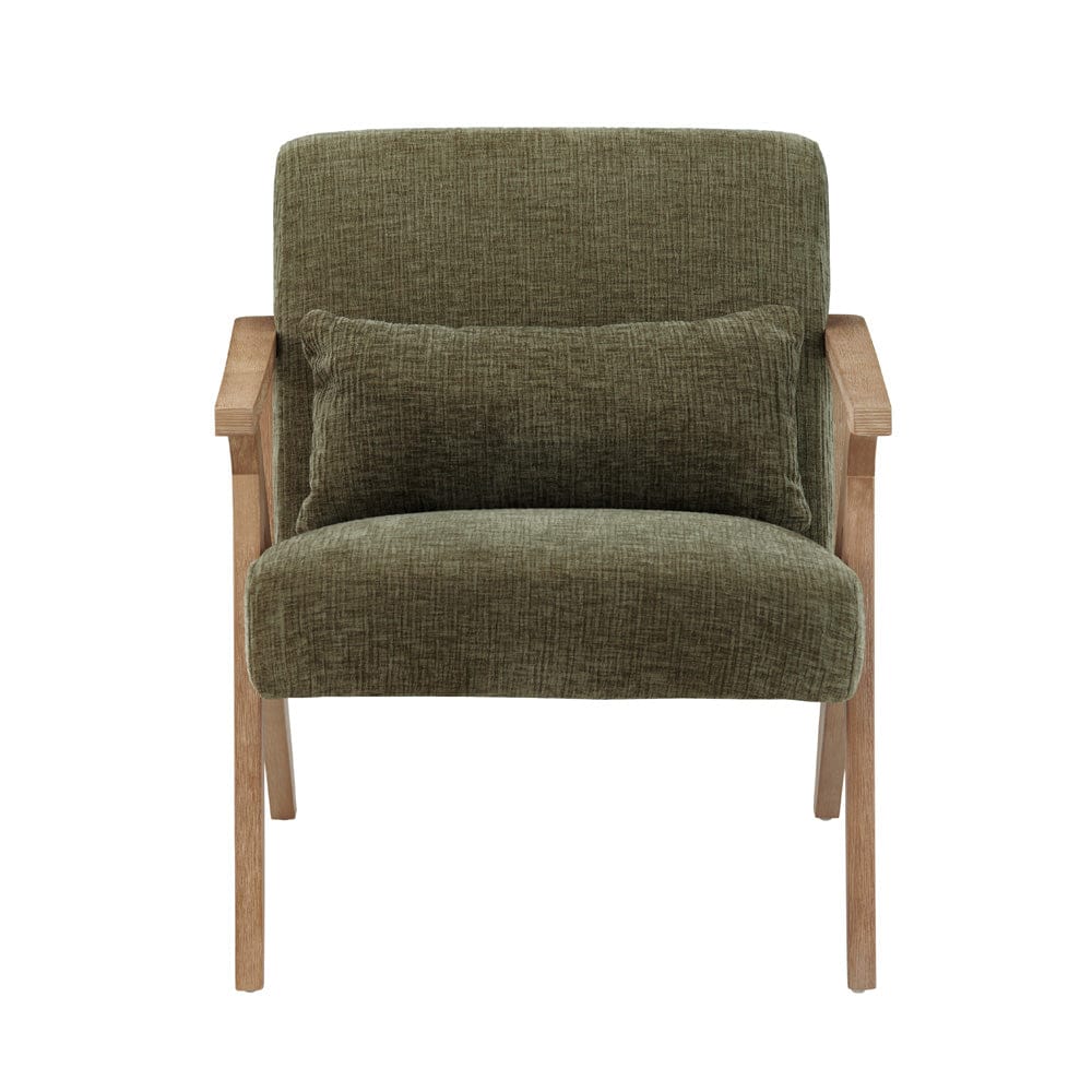 Crestview Collection - Green Upholstered Accent Arm Chair with Brown Wooden Frame - CVFVR8563 view 3