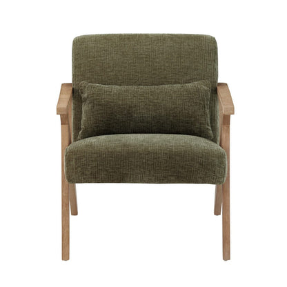 Crestview Collection - Green Upholstered Accent Arm Chair with Brown Wooden Frame - CVFVR8563 view 3