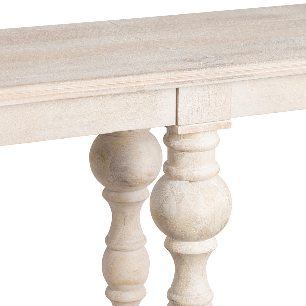 Crestview Collection - Harvest 114 in. White Solid Wood Accent Console Sofa Table - CVFNR4535 view 3