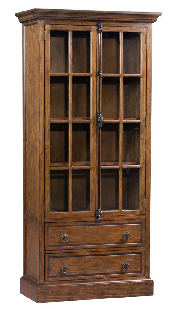 Crestview Collection - Hawthorne Estate 2 Drawer and 2 Glass Door Curio Cabinet - CVFVR8005 veiw 1