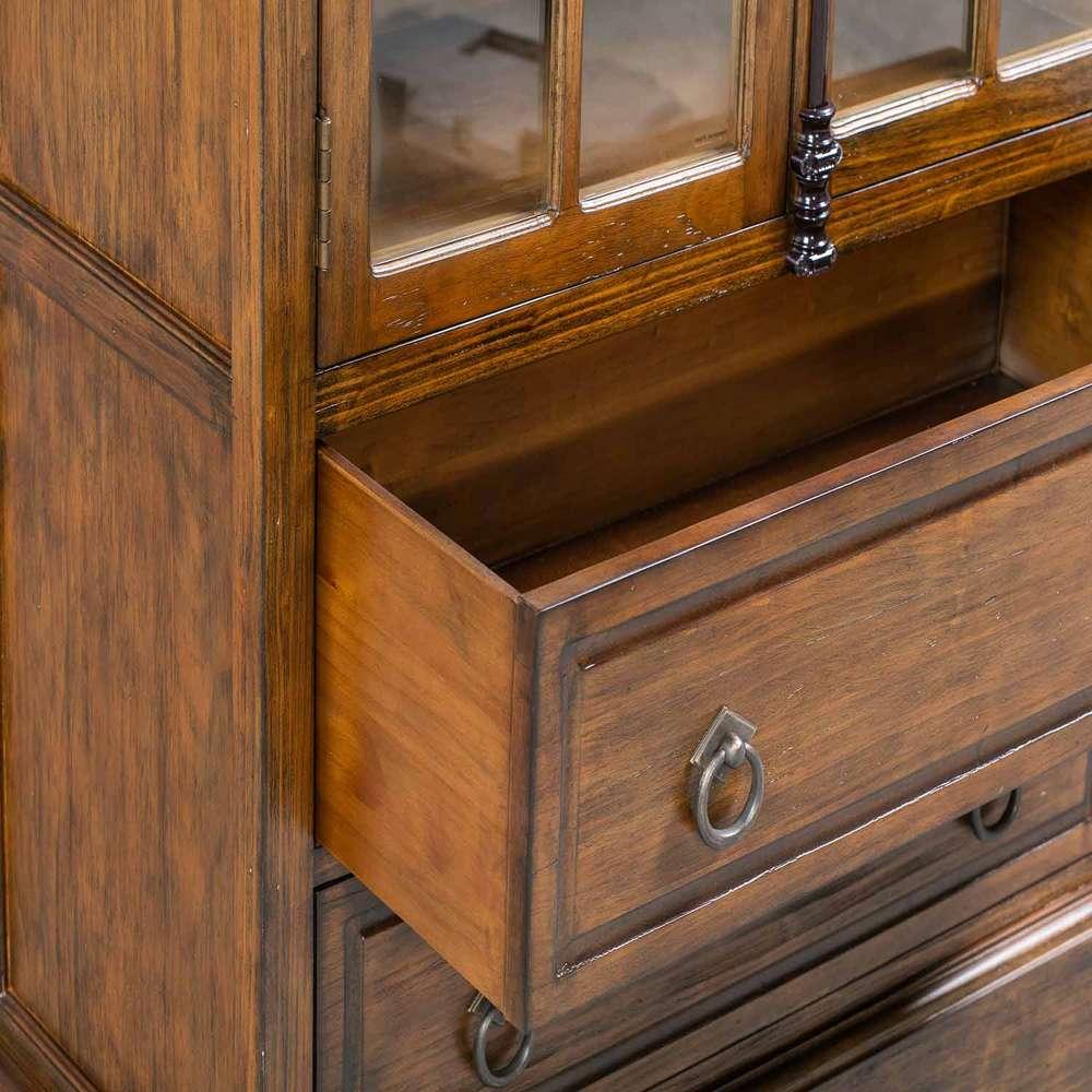 Crestview Collection - Hawthorne Estate 2 Drawer and 2 Glass Door Curio Cabinet - CVFVR8005 veiw 2