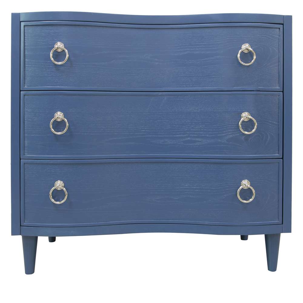 Crestview Collection - Hawthorne Estate 3 Curved Drawer Postman Blue Oak Chest - CVFVR8109 veiw 1