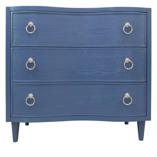 Crestview Collection - Hawthorne Estate 3 Curved Drawer Postman Blue Oak Chest - CVFVR8109 veiw 1