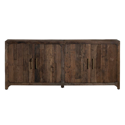 Crestview Collection - Hickory Ridge 84 in. Brown Solid Wood 4 Door Media Credenza / Sideboard - CVFNR4589 view 2