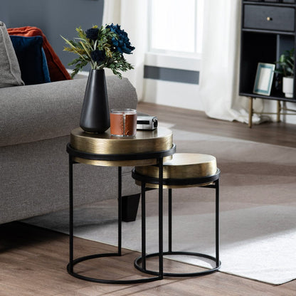 Crestview Collection - Hudson 2 Piece Round Gold Metal Accent Nesting Tables Set - CVFZNR007 view 7