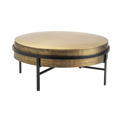Crestview Collection - Hudson Gold Metal Round Coffee Table / Cocktail Table - CVFZNR008 view 1