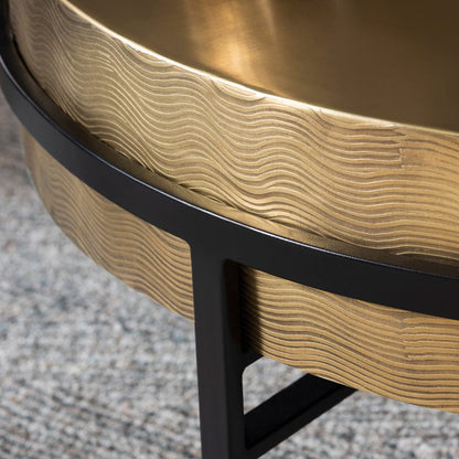 Crestview Collection - Hudson Gold Metal Round Coffee Table / Cocktail Table - CVFZNR008 view 3