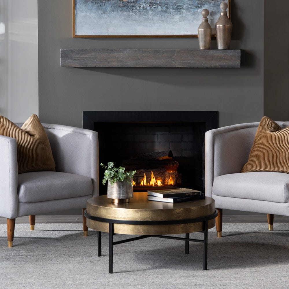Crestview Collection - Hudson Gold Metal Round Coffee Table / Cocktail Table - CVFZNR008 view 4