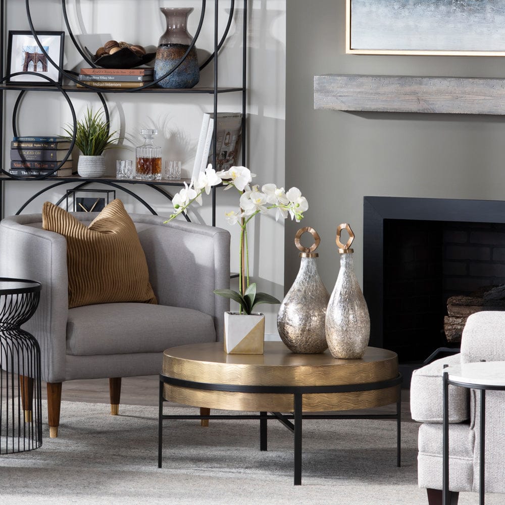 Crestview Collection - Hudson Gold Metal Round Coffee Table / Cocktail Table - CVFZNR008 view 5