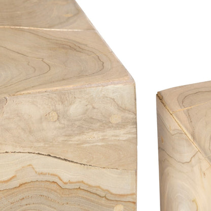 Crestview Collection - Jackson 2 Piece Square Tan Solid Wood Accent End Table Set - CVFDR1245 view 3