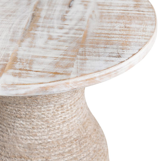 Crestview Collection - Key Largo Round Tan Solid Wood Accent End Table - CVFNR4232 view 2