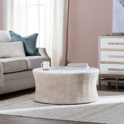 Crestview Collection - Key Largo Tan Solid Wood Round Coffee Table / Cocktail Table - CVFNR4230 view 4