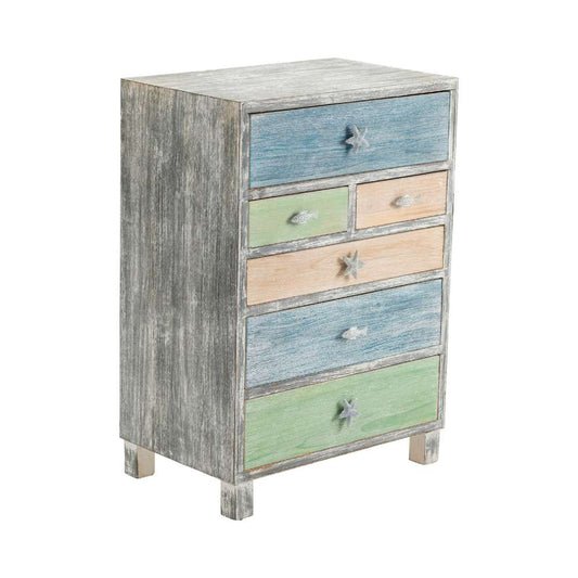 Crestview Collection - Key West Grey Driftwood and Multi Color Nautical 6 Drawer Chest - CVFZR3593 veiw 1