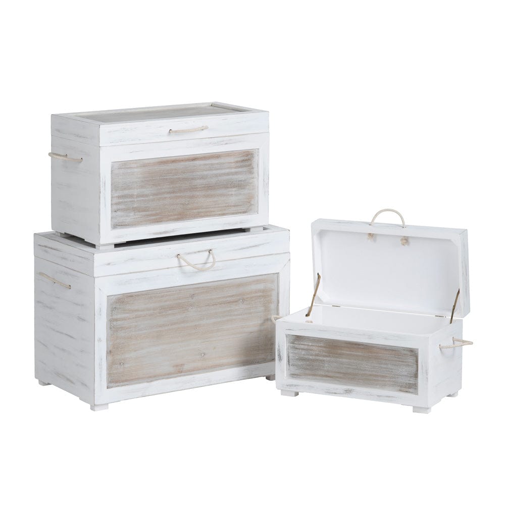 Crestview Collection - Kona Beach 3 Piece White Solid Wood Storage Trunk Set - CVFZR6202 view 1