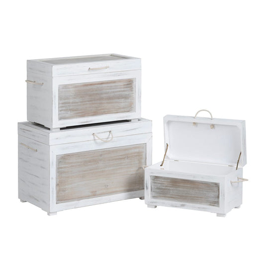 Crestview Collection - Kona Beach 3 Piece White Solid Wood Storage Trunk Set - CVFZR6202 view 1