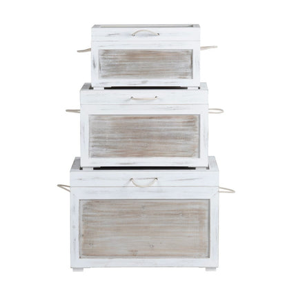 Crestview Collection - Kona Beach 3 Piece White Solid Wood Storage Trunk Set - CVFZR6202 view 2
