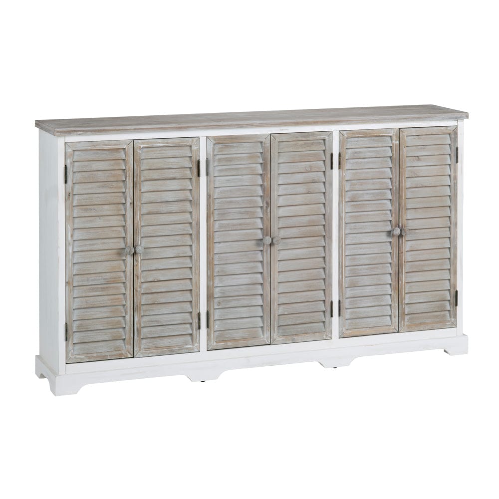 Crestview Collection - Kona Beach 63 in. White Solid Wood 6 Door Sideboard Buffet Table - CVFZR6204 view 1
