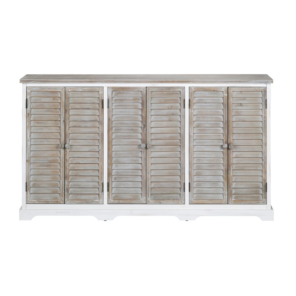 Crestview Collection - Kona Beach 63 in. White Solid Wood 6 Door Sideboard Buffet Table - CVFZR6204 view 2