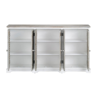 Crestview Collection - Kona Beach 63 in. White Solid Wood 6 Door Sideboard Buffet Table - CVFZR6204 view 3