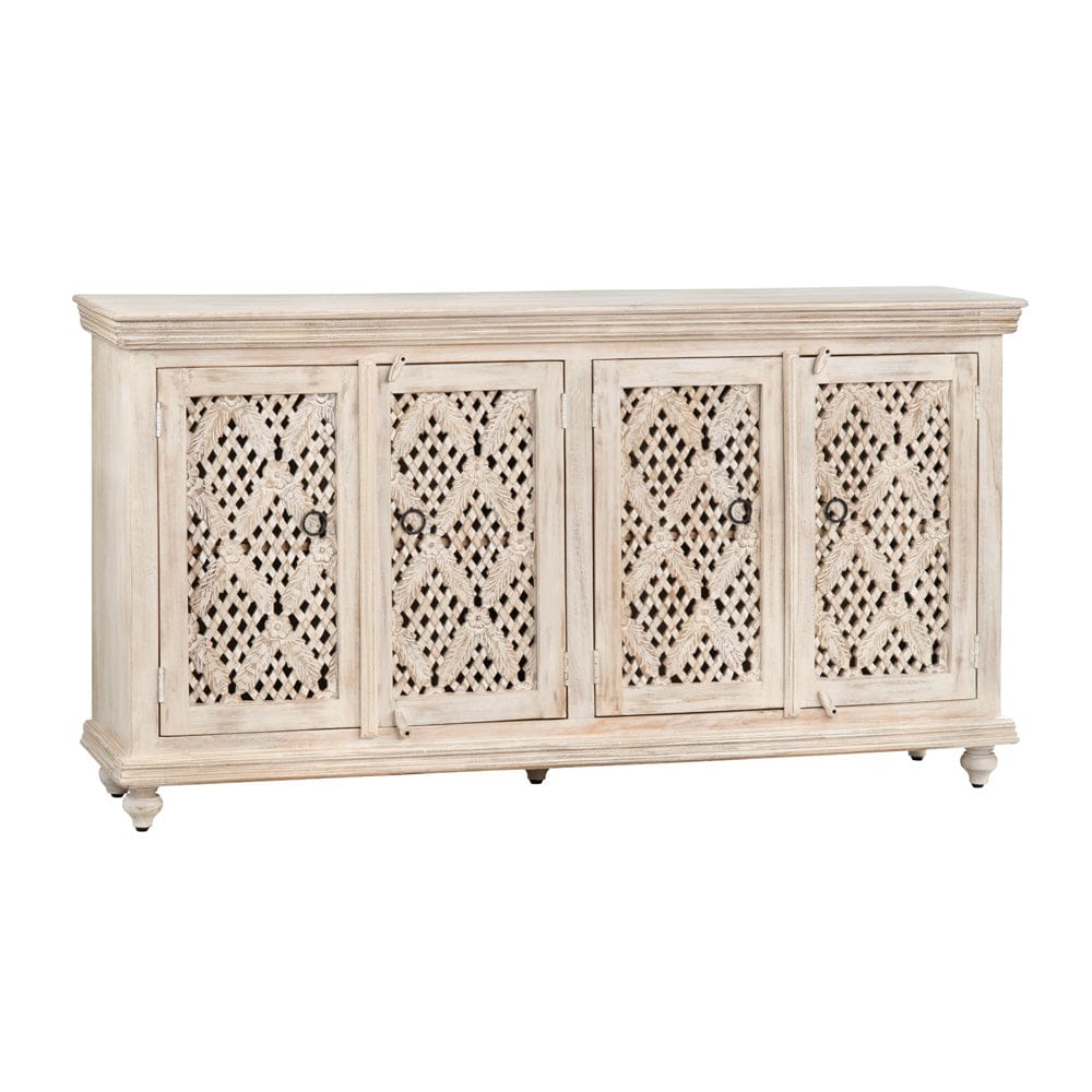 Crestview Collection - Lattice 72 in. Tan Solid Wood 4 Door Media Credenza / Sideboard - CVFNR4806 view 1