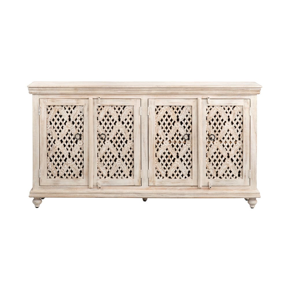 Crestview Collection - Lattice 72 in. Tan Solid Wood 4 Door Media Credenza / Sideboard - CVFNR4806 view 2