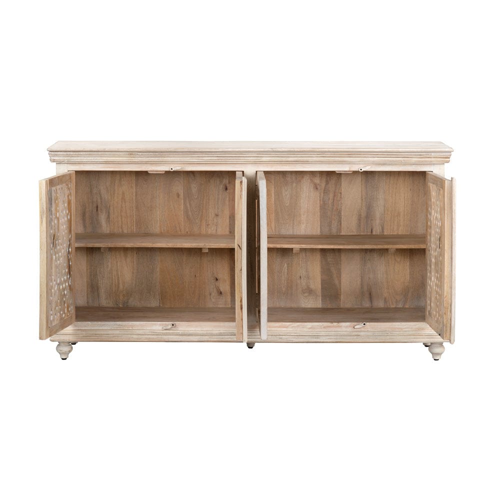 Crestview Collection - Lattice 72 in. Tan Solid Wood 4 Door Media Credenza / Sideboard - CVFNR4806 view 3