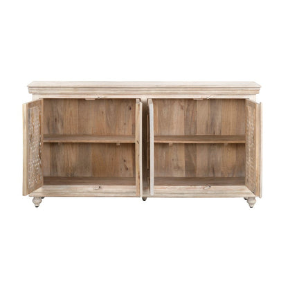Crestview Collection - Lattice 72 in. Tan Solid Wood 4 Door Media Credenza / Sideboard - CVFNR4806 view 3