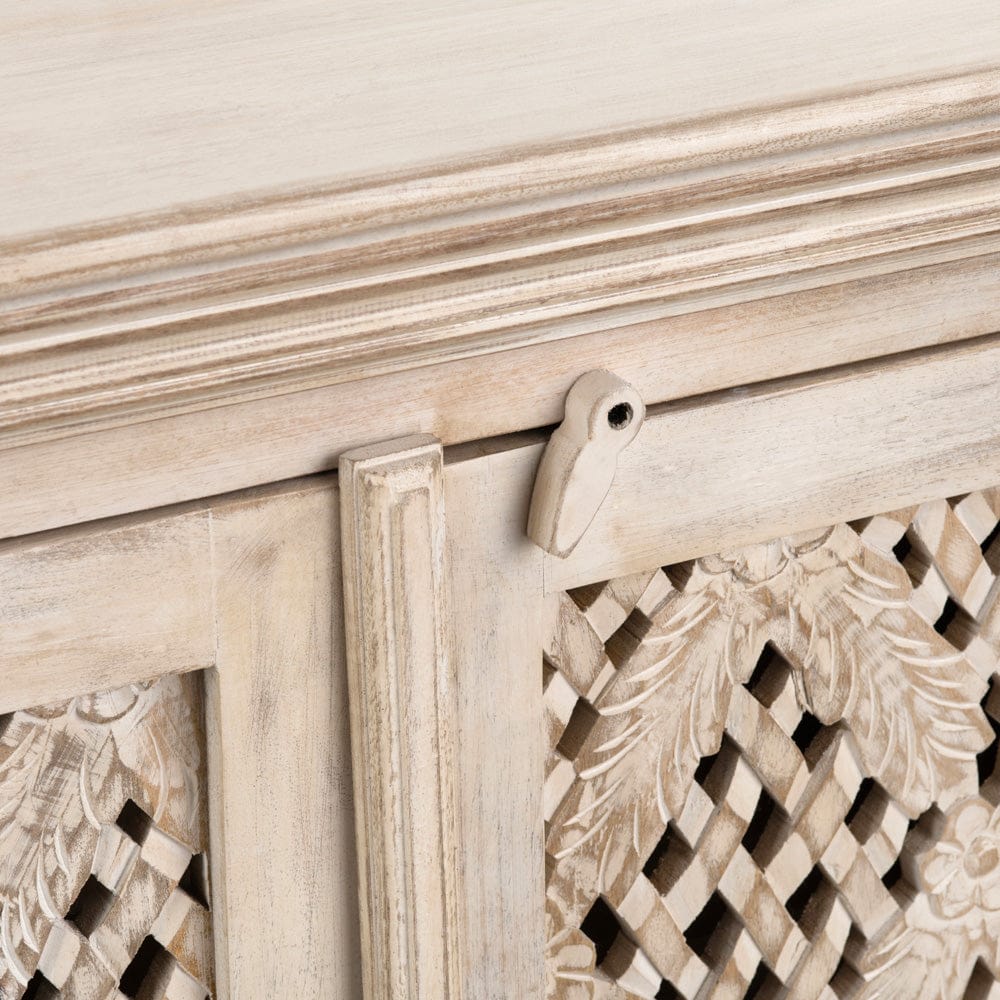 Crestview Collection - Lattice 72 in. Tan Solid Wood 4 Door Media Credenza / Sideboard - CVFNR4806 view 4