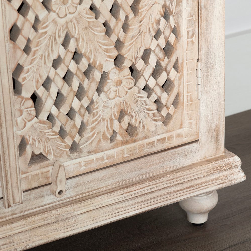 Crestview Collection - Lattice 72 in. Tan Solid Wood 4 Door Media Credenza / Sideboard - CVFNR4806 view 6