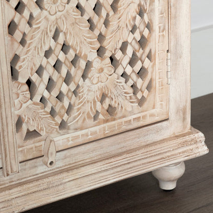 Crestview Collection - Lattice 72 in. Tan Solid Wood 4 Door Media Credenza / Sideboard - CVFNR4806 view 6