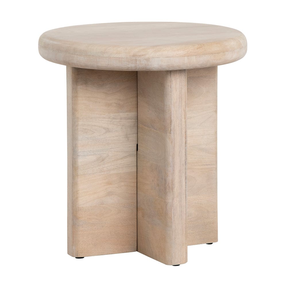 Crestview Collection - Mercer Round Tan Solid Wood Accent End Table ...