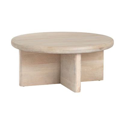 Crestview Collection - Mercer Tan Solid Wood Round Coffee Table / Cocktail Table - CVFNR4622 view 1