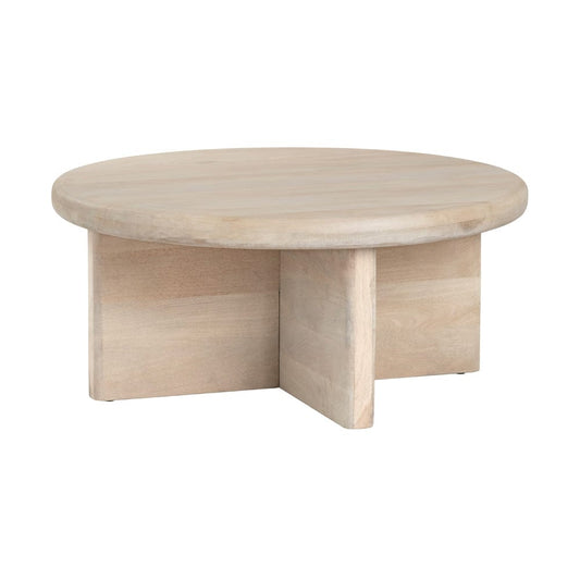 Crestview Collection - Mercer Tan Solid Wood Round Coffee Table / Cocktail Table - CVFNR4622 view 1