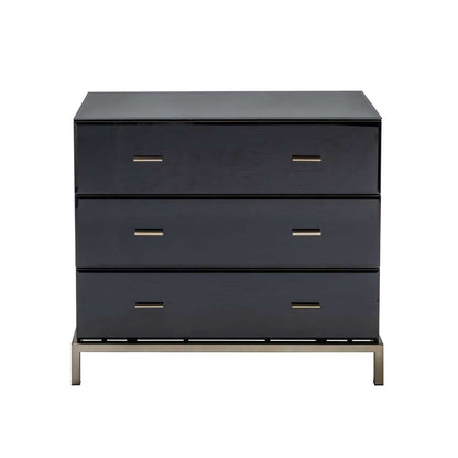 Crestview Collection - Mercury Black Glass and Antique Brass 3 Drawer Chest - CVFZR1471 veiw 2