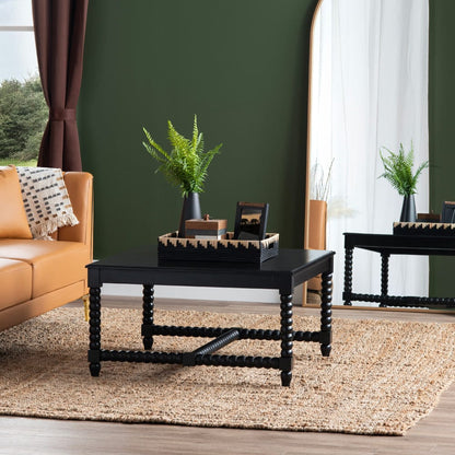 Crestview Collection - Meridian Black Solid Wood Square Coffee Table / Cocktail Table - CVFDR1022 view 5