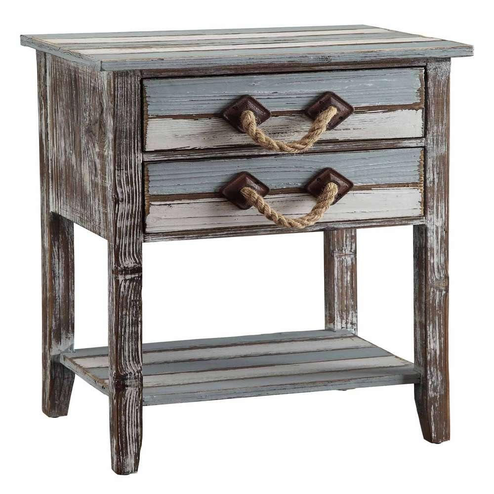 Crestview Collection - Nantucket 2 Drawer Weathered Wood Accent Table - CVFZR693 veiw 1