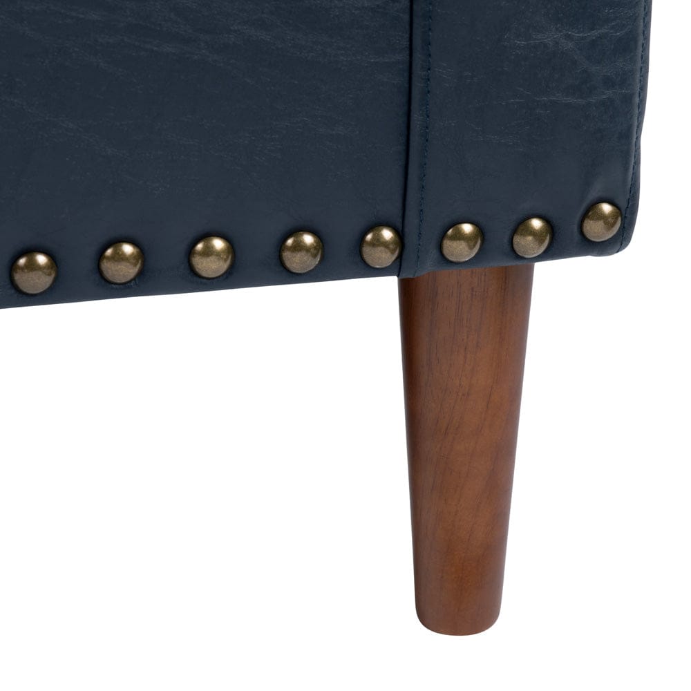 Crestview Collection - Navy Upholstered Accent Arm Chair with Brown Solid Wood Frame - CVFZR6165 view 3