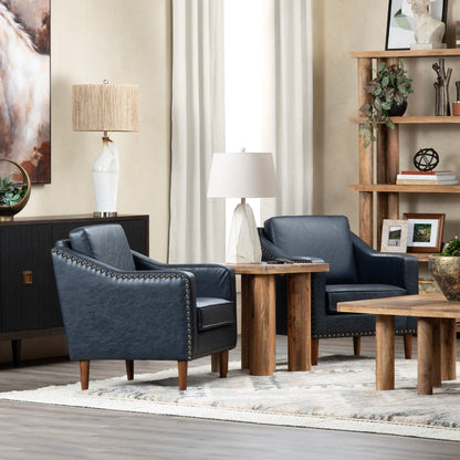 Crestview Collection - Navy Upholstered Accent Arm Chair with Brown Solid Wood Frame - CVFZR6165 view 4