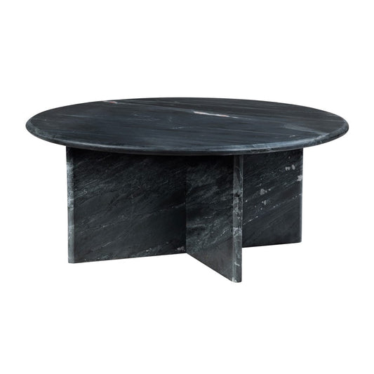 Crestview Collection - Noir Black Marble with White Veining Round Coffee Table / Cocktail Table - CVFNR4636 view 1