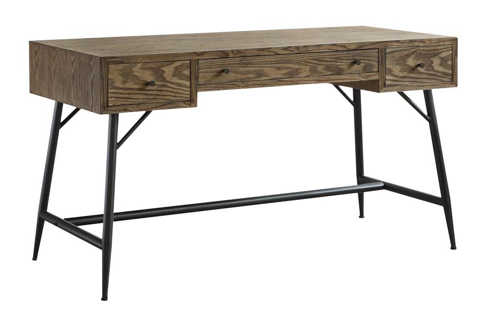 Crestview Collection - Nolan 3 Drawer Metal and Burnished Oak Desk - CVFZR4575 _CLOSEOUT veiw 1