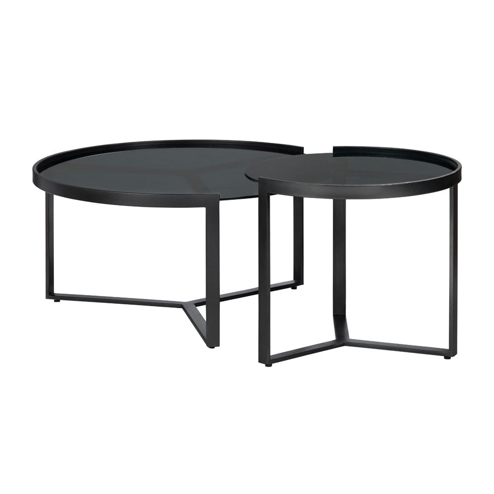 Crestview Collection - Nova 2 Piece Black Metal Round Coffee Table / Cocktail Table Set - CVFNR4860 view 1
