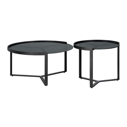Crestview Collection - Nova 2 Piece Black Metal Round Coffee Table / Cocktail Table Set - CVFNR4860 view 2