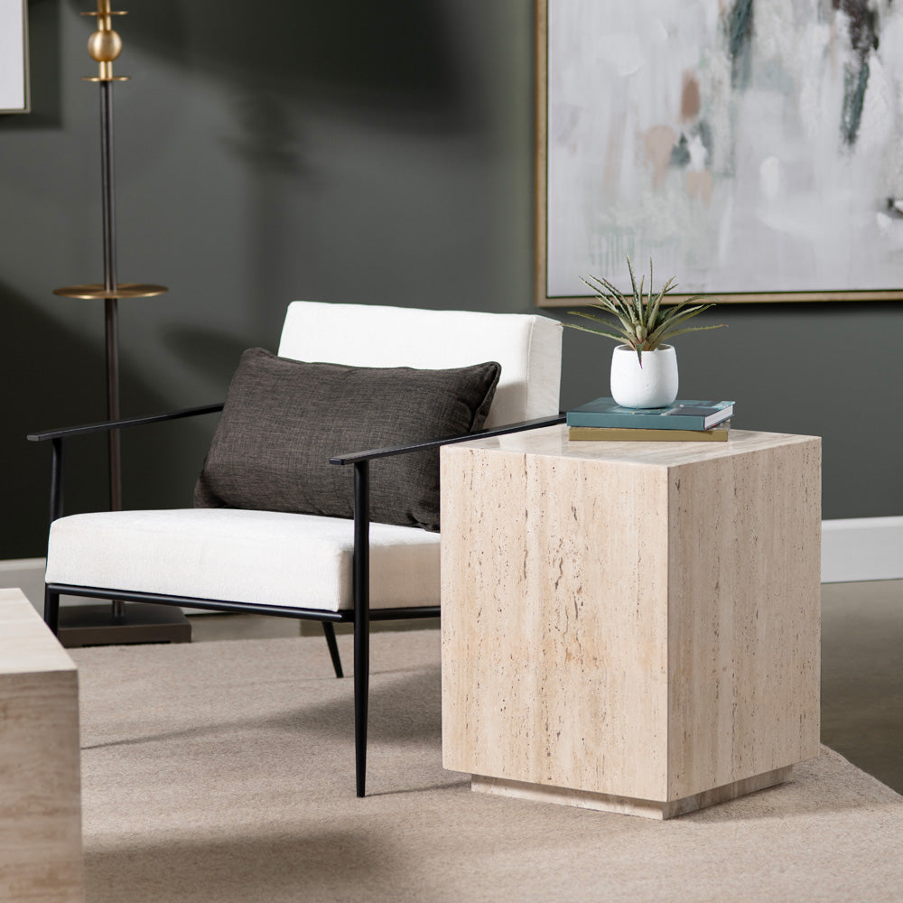 Crestview Collection - Palermo Square Beige Travertine Accent End Table - CVFNR4641 view 5