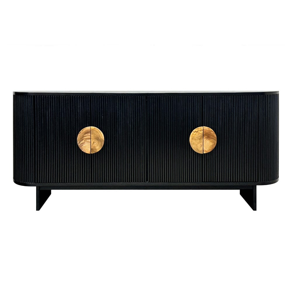 Crestview Collection - Paloma 82 in. Black Solid Wood 4 Door Media Credenza / Sideboard - CVFDR1171 view 1