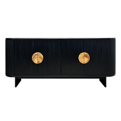 Crestview Collection - Paloma 82 in. Black Solid Wood 4 Door Media Credenza / Sideboard - CVFDR1171 view 1