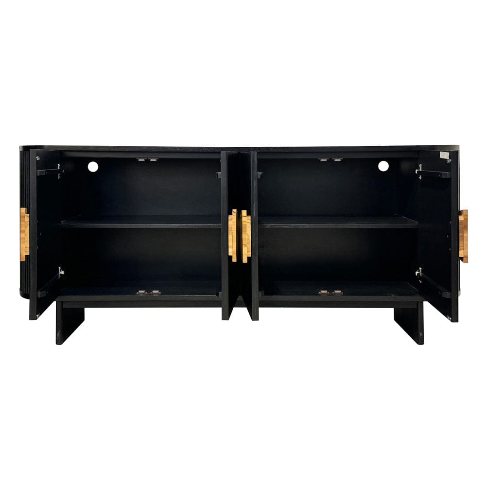 Crestview Collection - Paloma 82 in. Black Solid Wood 4 Door Media Credenza / Sideboard - CVFDR1171 view 2