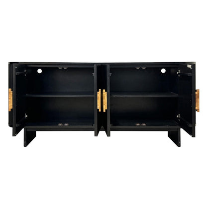 Crestview Collection - Paloma 82 in. Black Solid Wood 4 Door Media Credenza / Sideboard - CVFDR1171 view 2