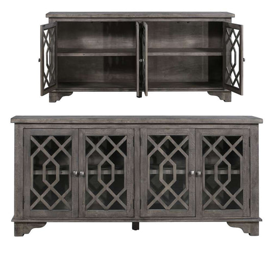 Crestview Collection - Pembroke Plantation Recycled Pine Distressed Grey 4 Door Sideboard - CVFVR8029 veiw 1